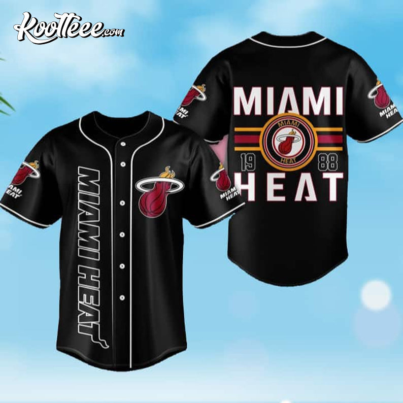 Black NBA Miami Heat Baseball Jersey baseball jersey product view 2