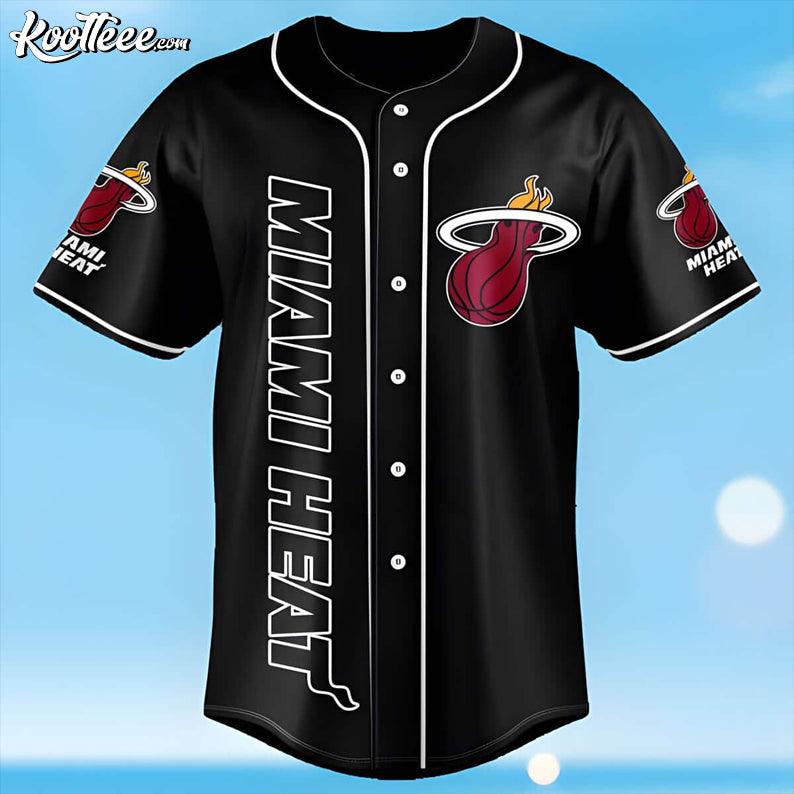 Black NBA Miami Heat Baseball Jersey baseball jersey product view 1