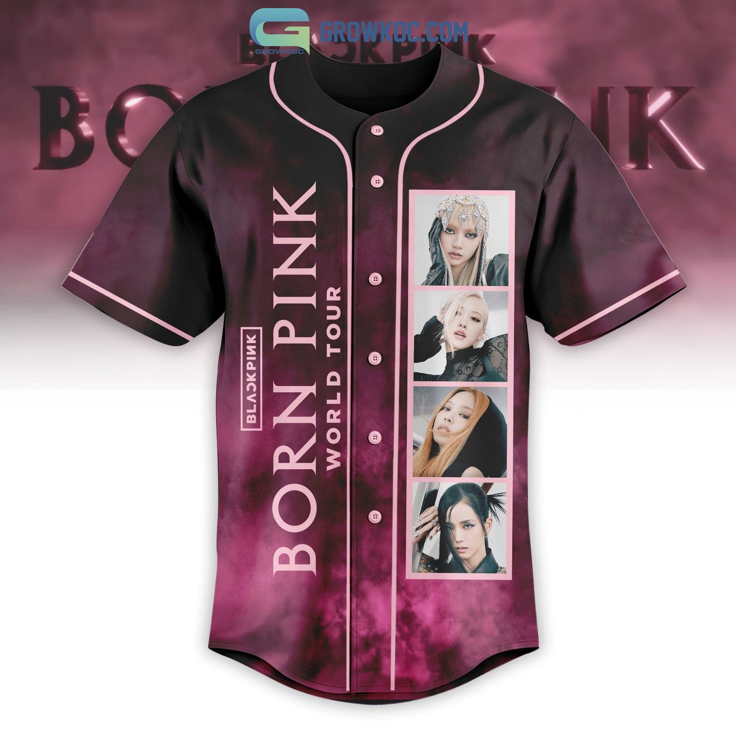 Black Pink Born Pink World Tour North America Baseball Jersey baseball jersey product view 2