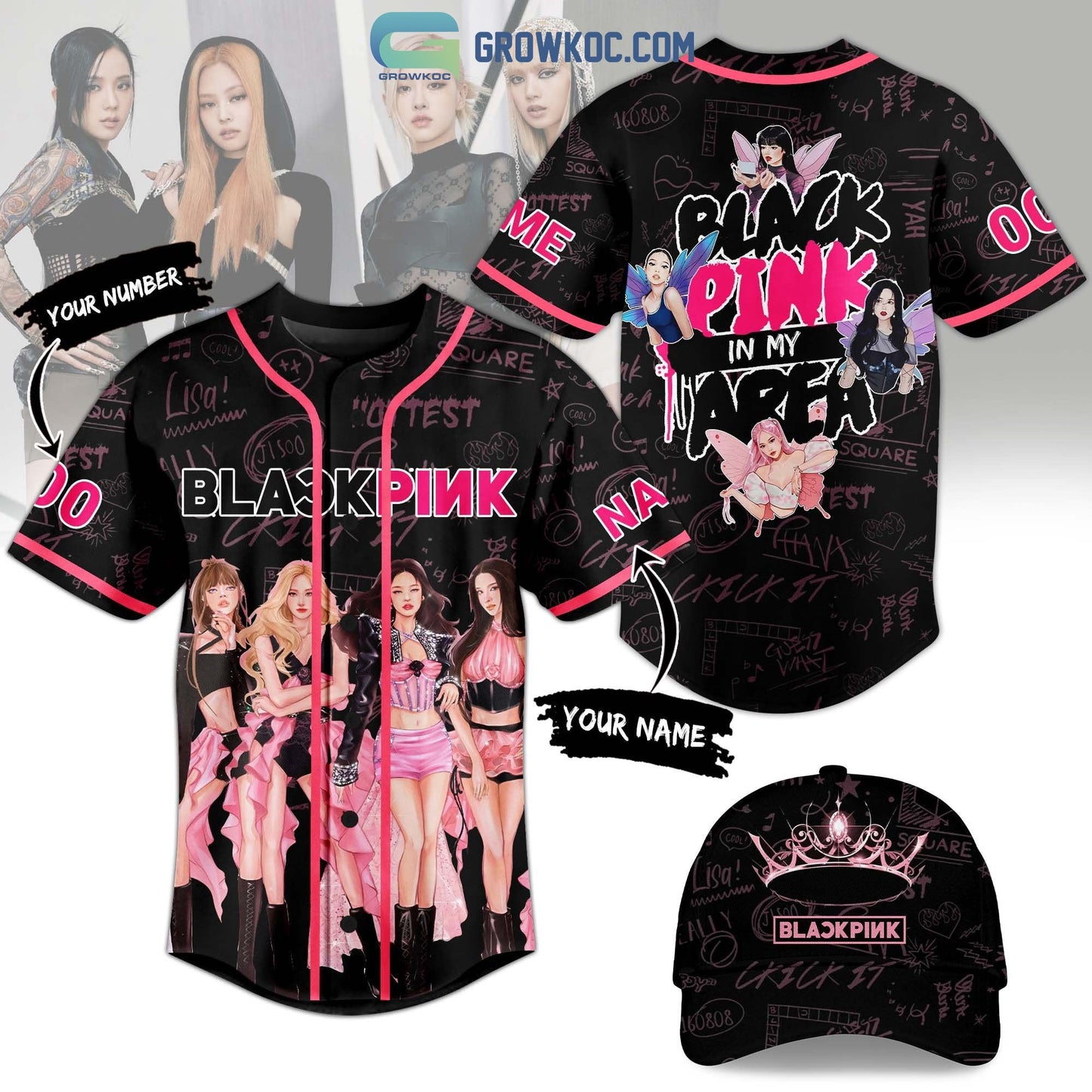 Black Pink In My Area Personalized Baseball Jersey baseball jersey product view 1