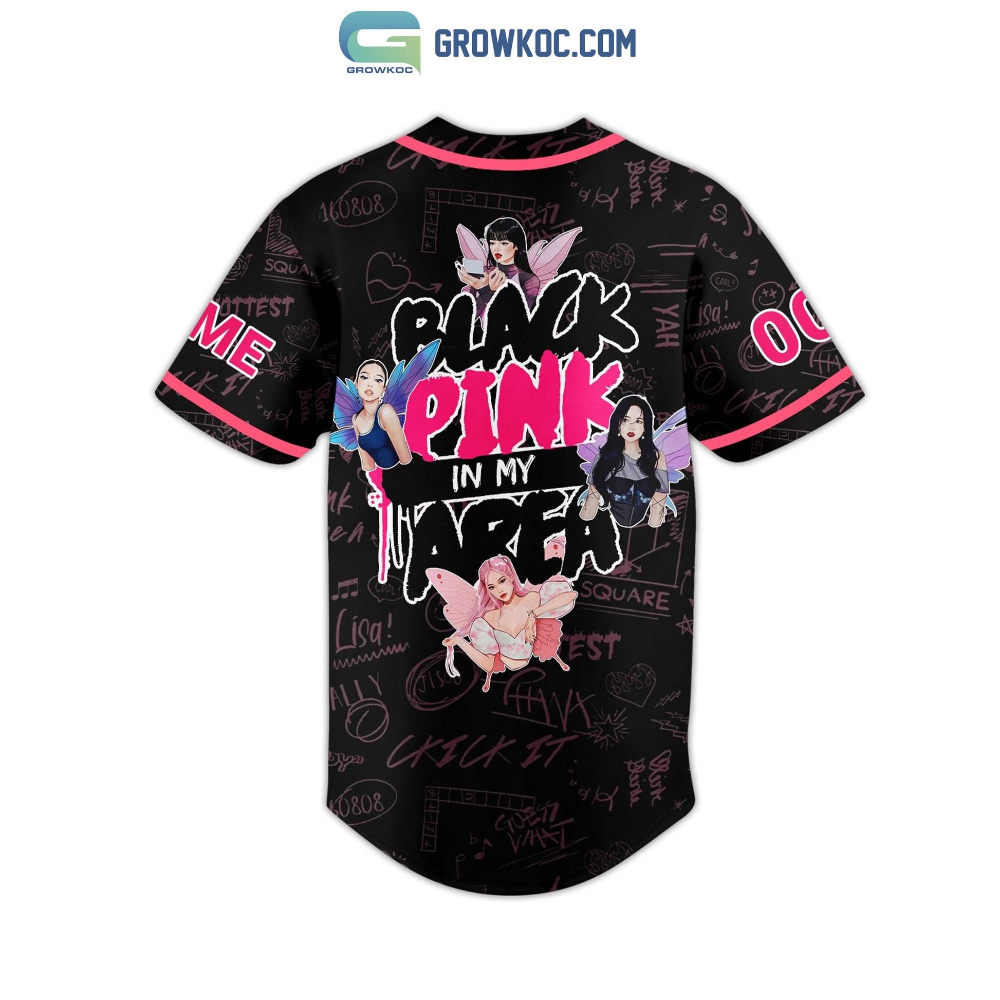 Black Pink In My Area Personalized Baseball Jersey baseball jersey product view 3