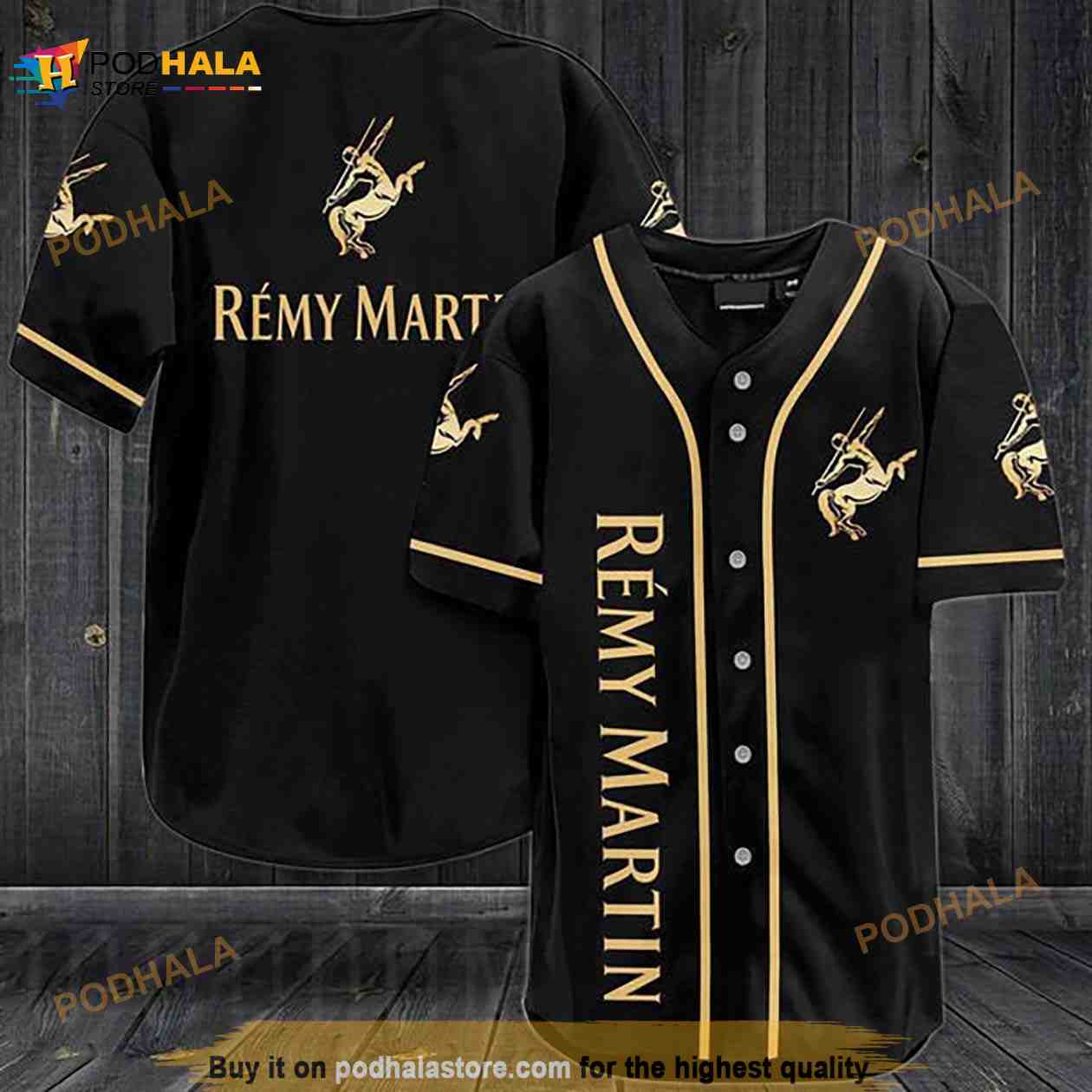 Black Rémy Martin 3D Baseball Jersey baseball jersey product view 1