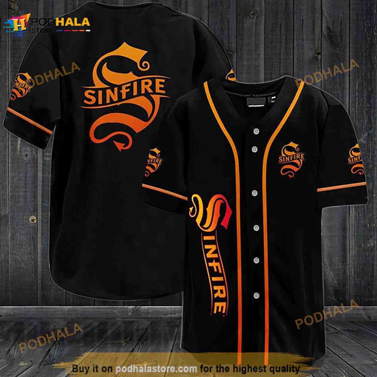 Black Sinfire Cinnamon Whisky 3D Baseball Jersey baseball jersey product view 1