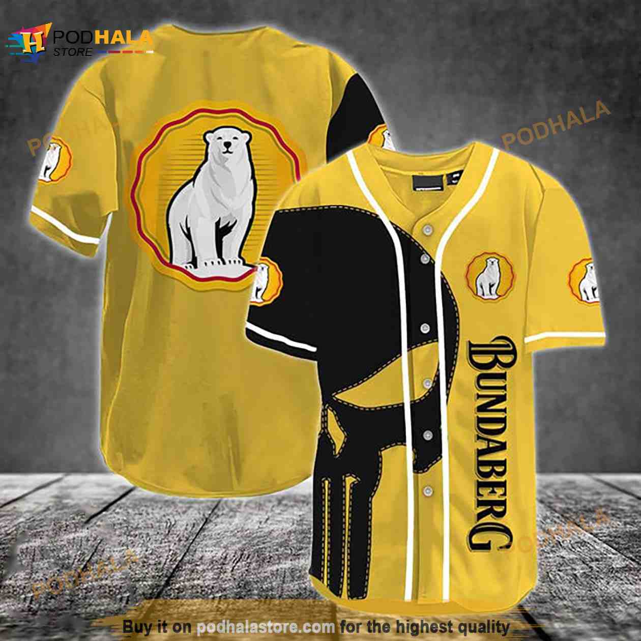 Black Skull Bundaberg 3D Baseball Jersey baseball jersey product view 1
