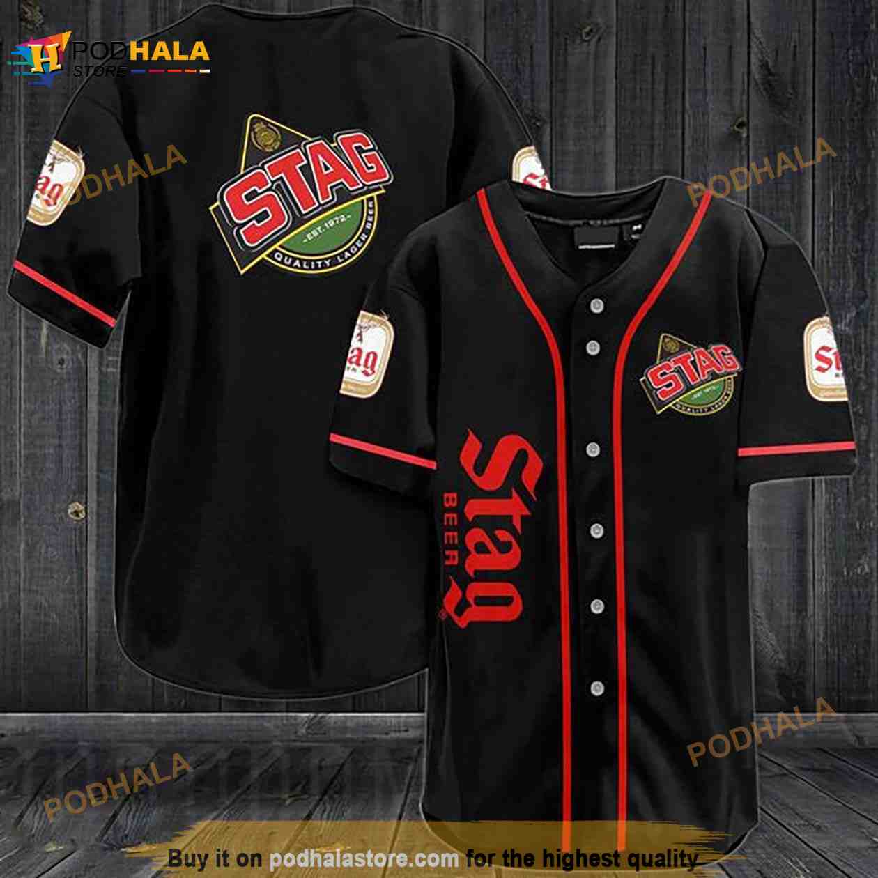 Black Stag Beer 3D Baseball Jersey baseball jersey product view 1