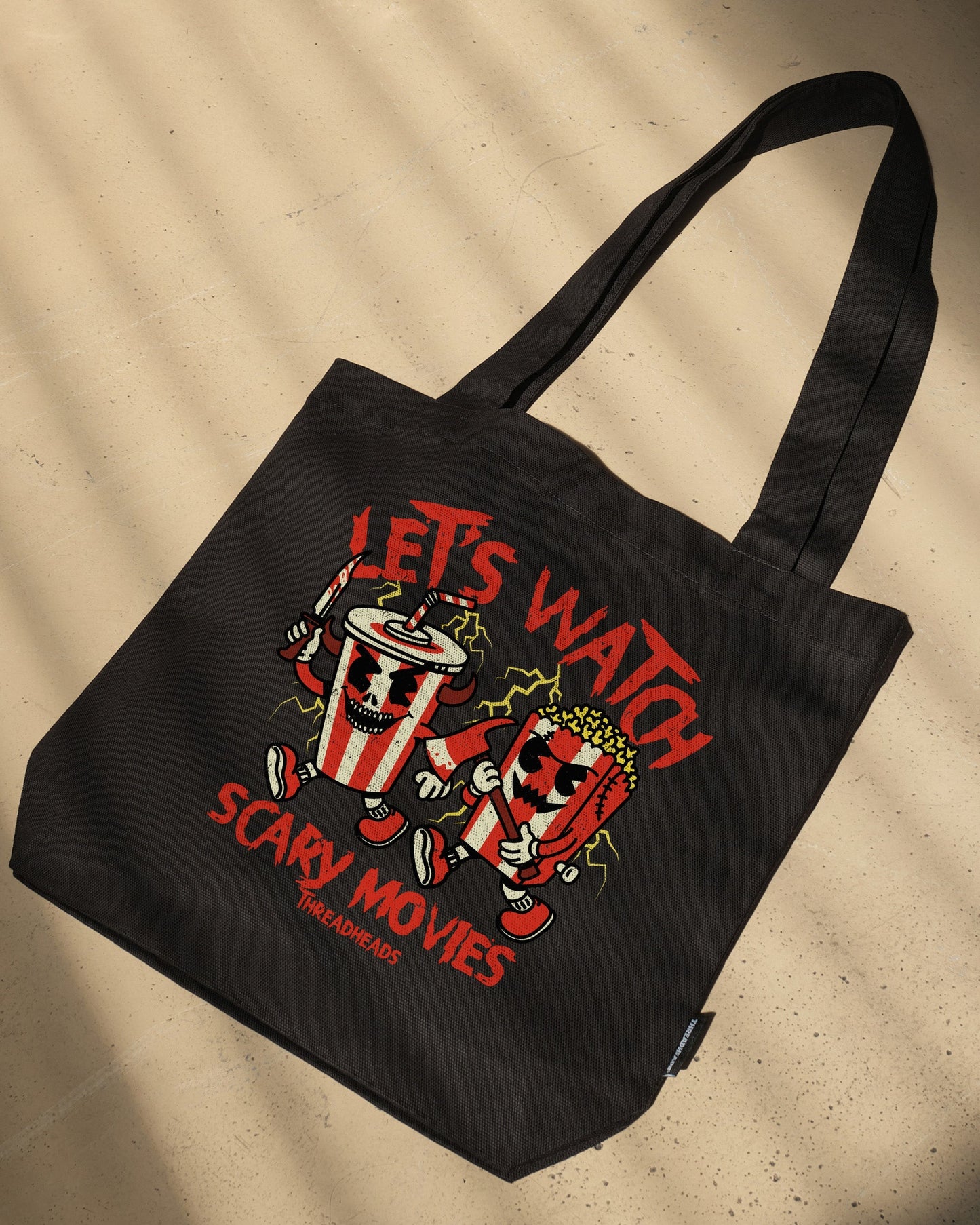 Let's Watch Scary Movies Tote Bag Unisex T-shirt, Sweatshirt, Hoodie, Long Sleeve Tee - T-Shirt, Sweatshirt, Hoodie