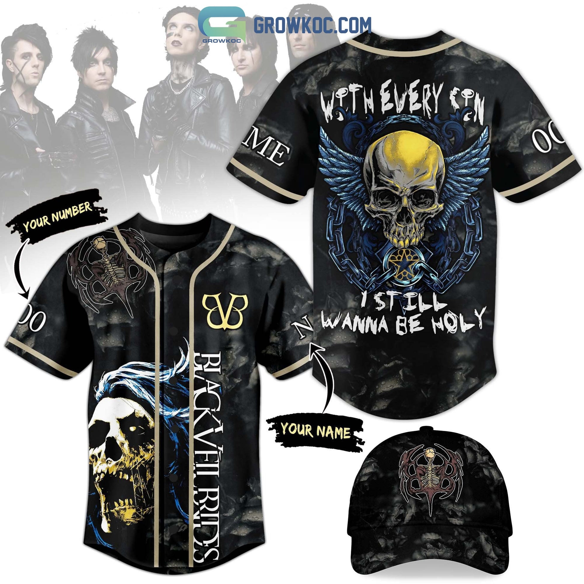 Black Veil Brides With Every Sin I Still Wanna Be Holy Personalized Baseball Jersey baseball jersey product view 1