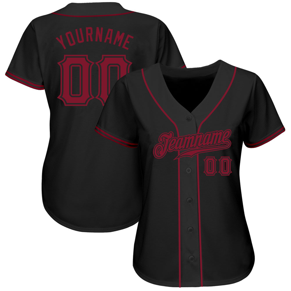 Custom Black Crimson Authentic Baseball Jersey baseball jersey product view 2