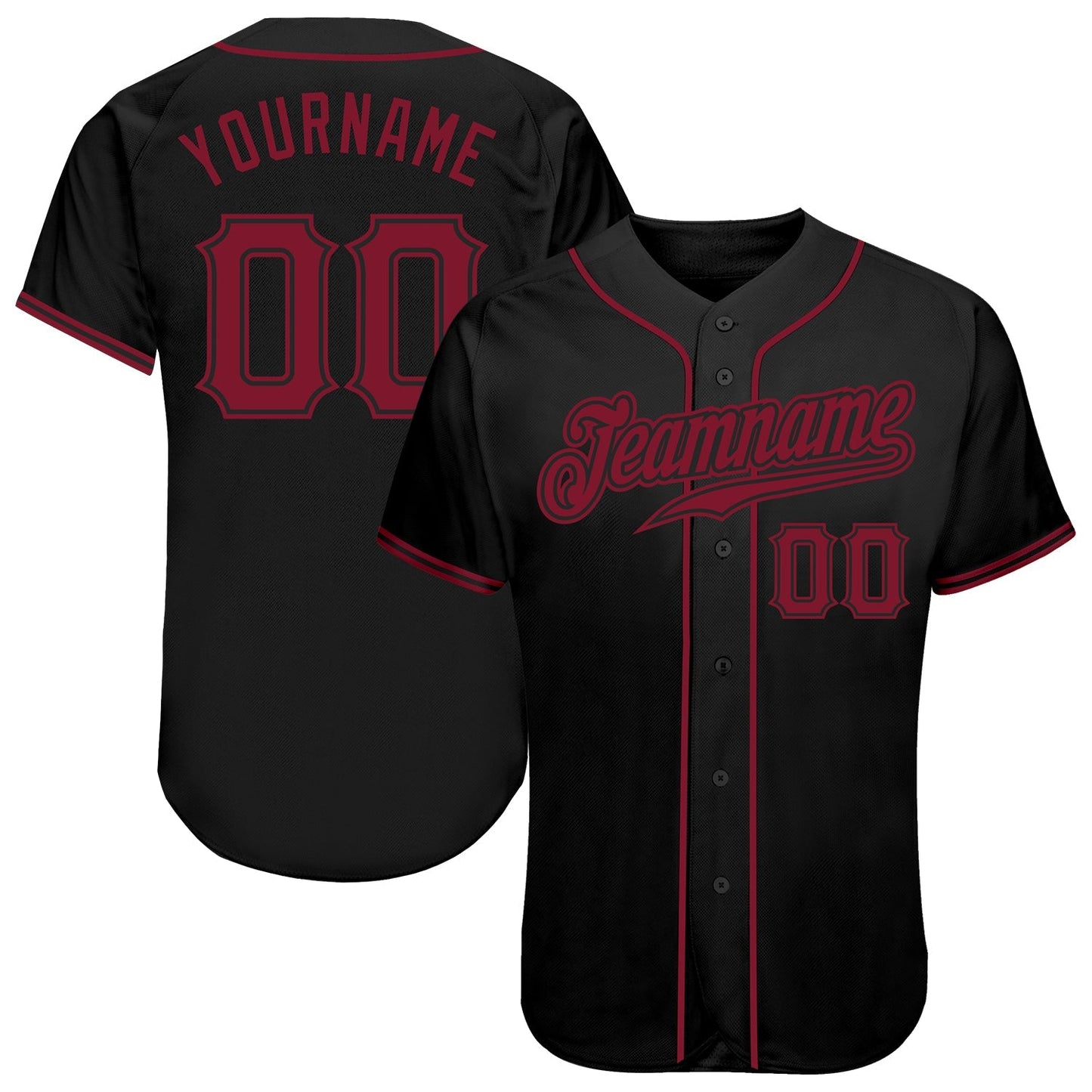 Custom Black Crimson Authentic Baseball Jersey baseball jersey product view 1
