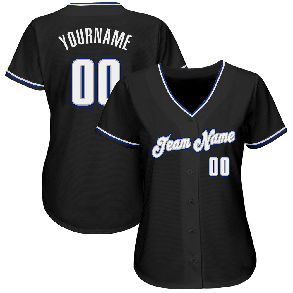 Custom Black White-Royal Authentic Baseball Jersey baseball jersey product view 2
