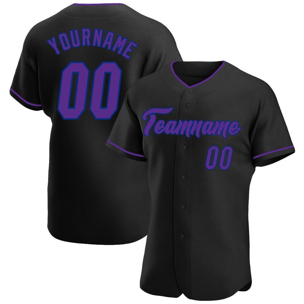 Custom Black Purple-Royal Authentic Baseball Jersey baseball jersey product view 1