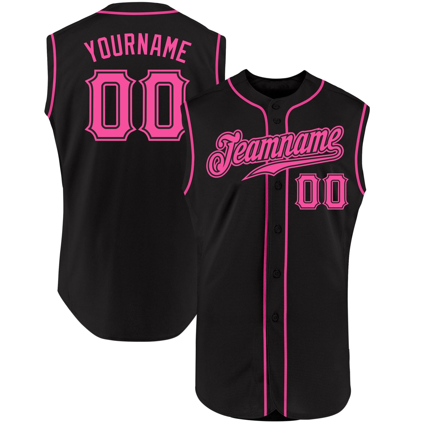 Custom Black Pink Authentic Sleeveless Baseball Jersey baseball jersey product view 1