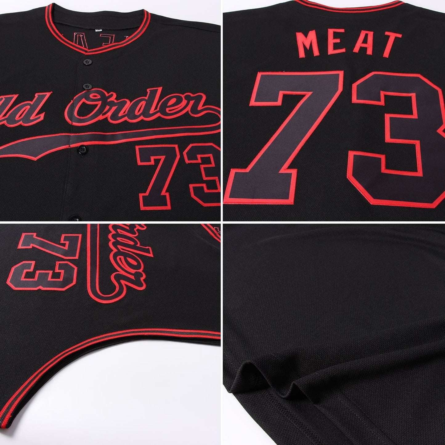 Custom Black Black-Red Authentic Sleeveless Baseball Jersey baseball jersey product view 5