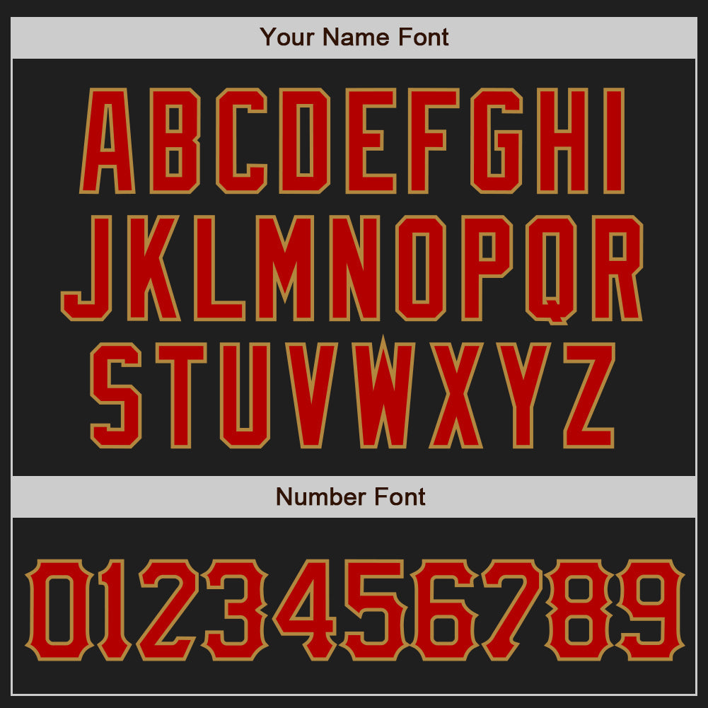 Custom Black Red Pinstripe Red-Old Gold Authentic Baseball Jersey baseball jersey product view 4