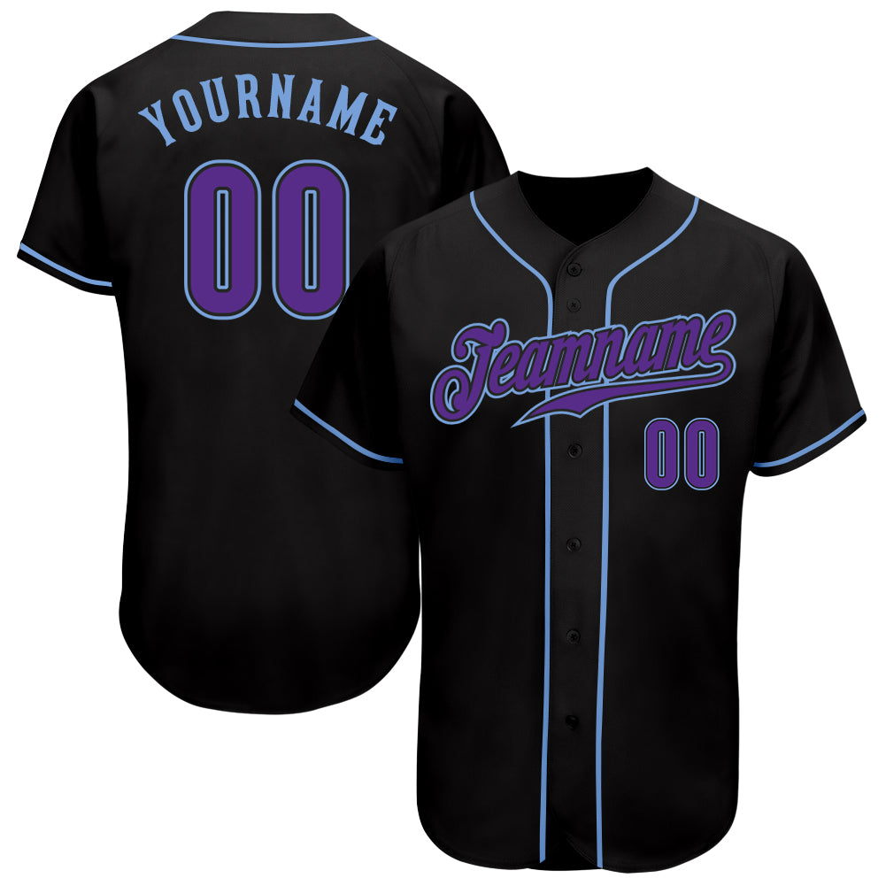 Custom Black Purple-Light Blue Authentic Baseball Jersey baseball jersey product view 1