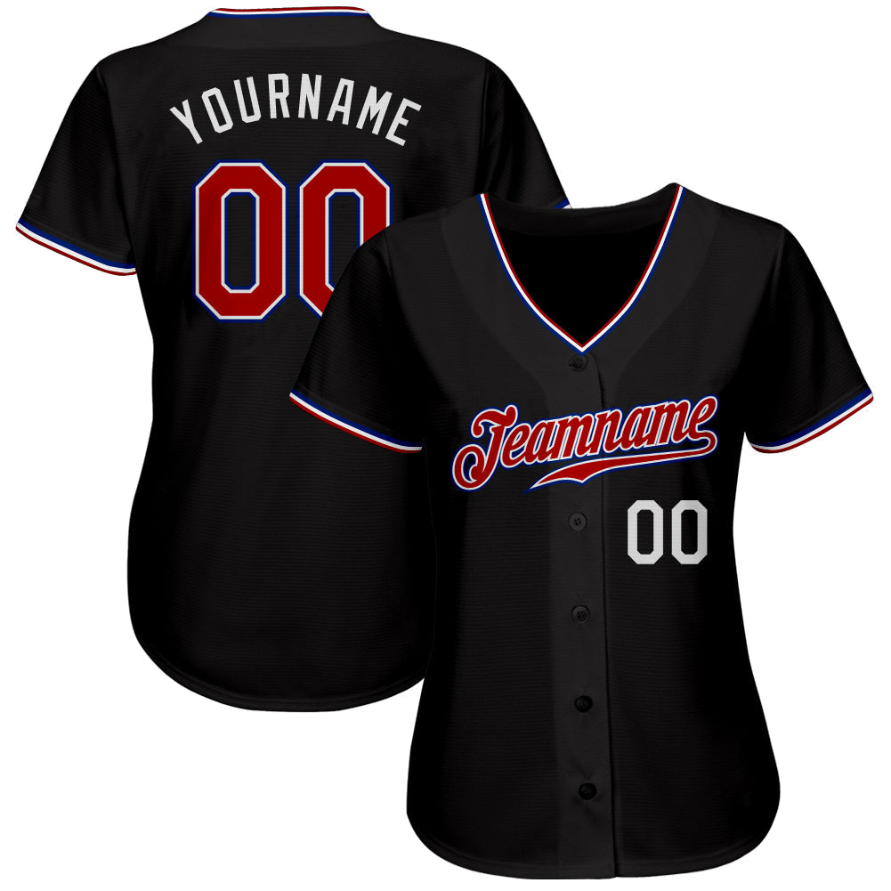 Custom Black Red-Royal Authentic Baseball Jersey baseball jersey product view 2