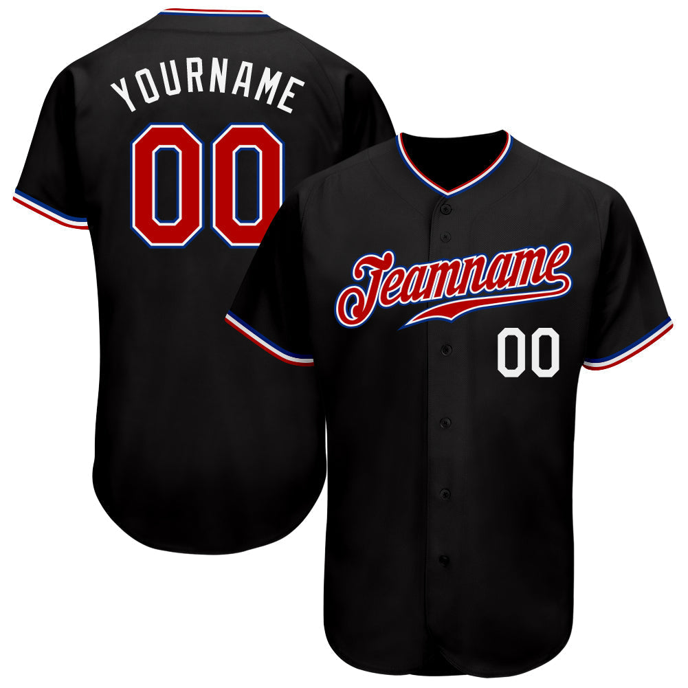 Custom Black Red-Royal Authentic Baseball Jersey baseball jersey product view 1