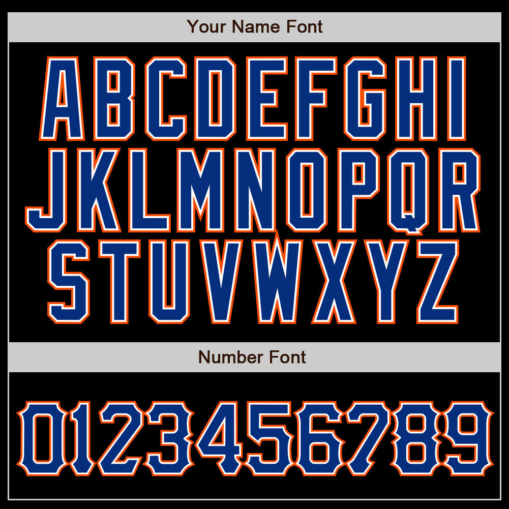 Custom Black Royal Pinstripe Royal-Orange Authentic Baseball Jersey baseball jersey product view 4
