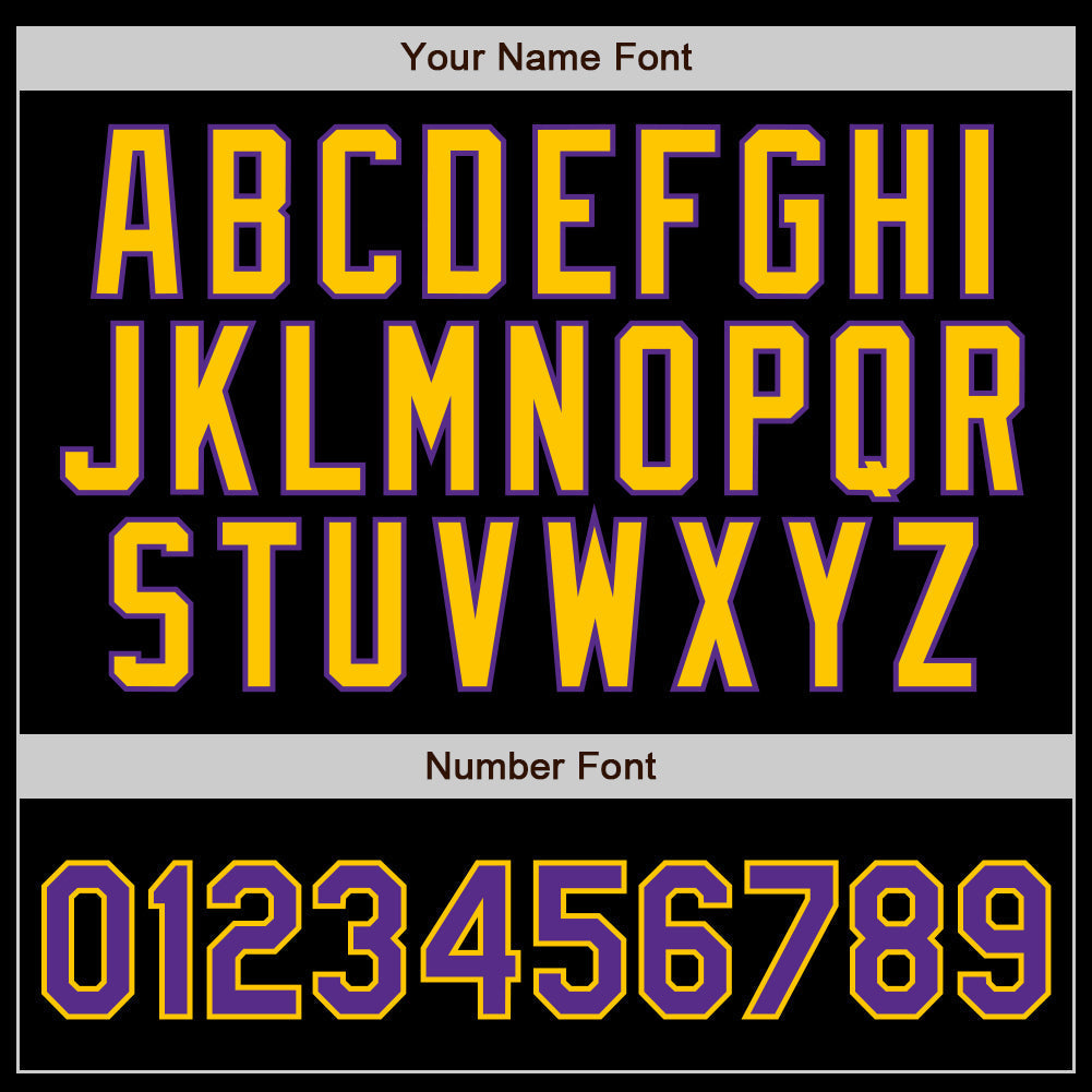 Custom Black Gold Pinstripe Purple-Gold Authentic Baseball Jersey baseball jersey product view 4