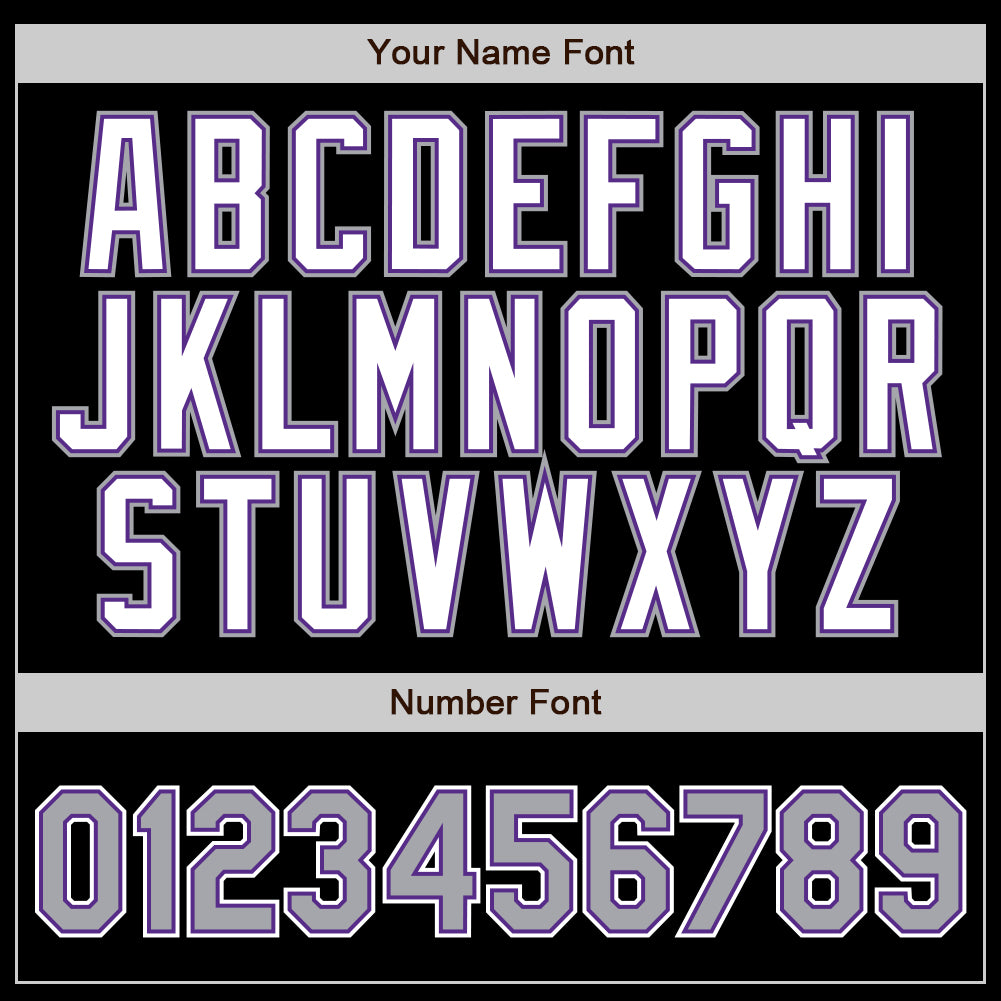 Custom Black Gray Pinstripe Gray-Purple Authentic Baseball Jersey baseball jersey product view 4