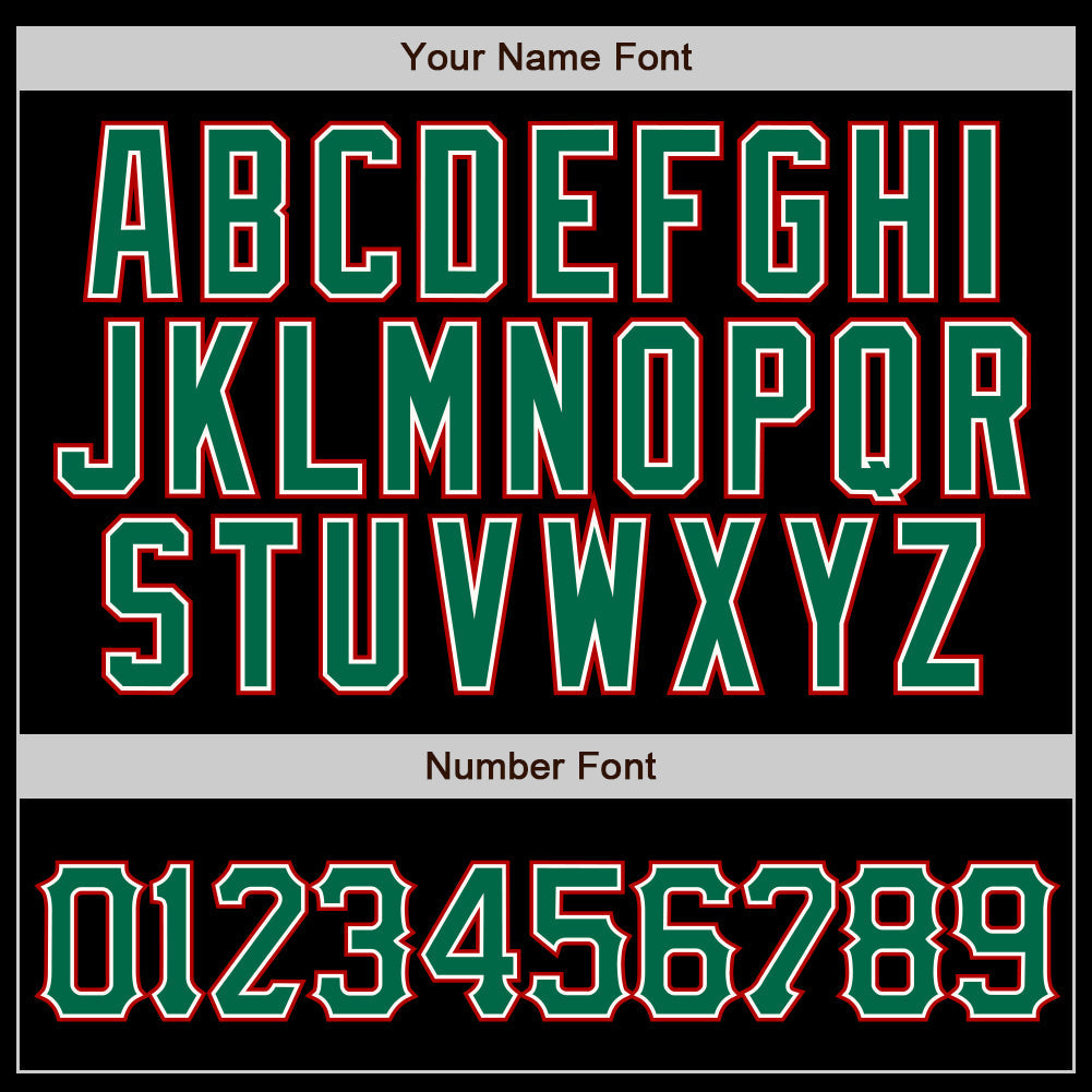 Custom Black Kelly Green Pinstripe Kelly Green-Red Authentic Baseball Jersey baseball jersey product view 4