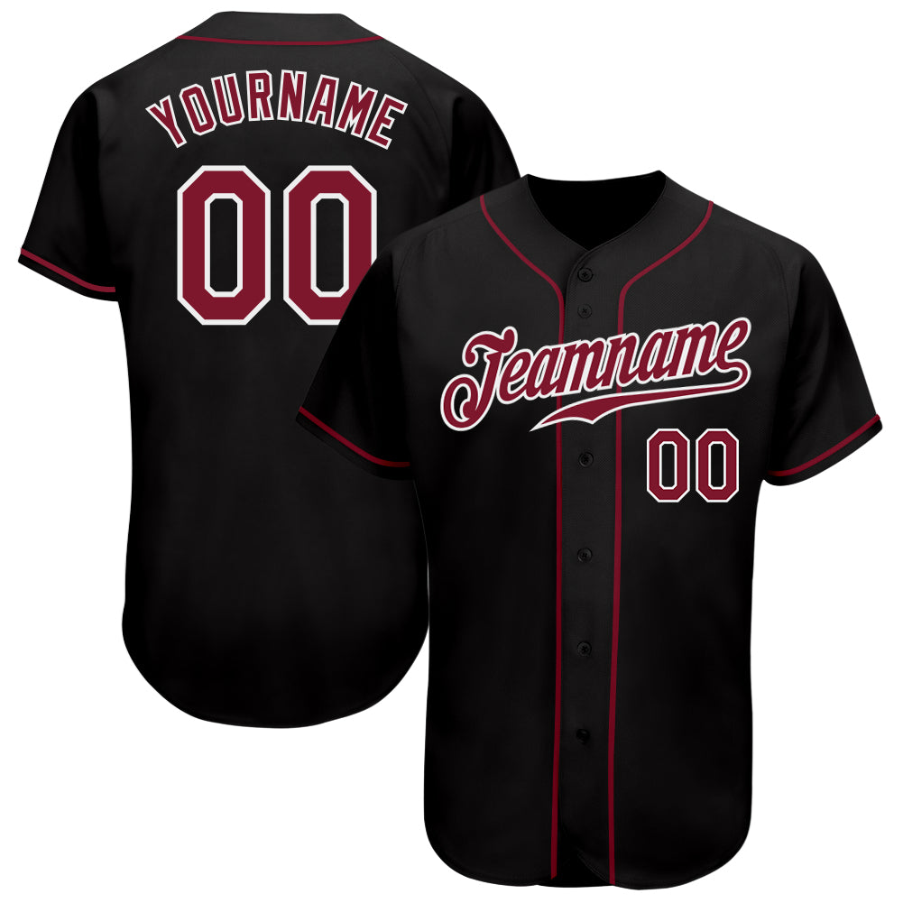 Custom Black Crimson-White Authentic Baseball Jersey baseball jersey product view 1