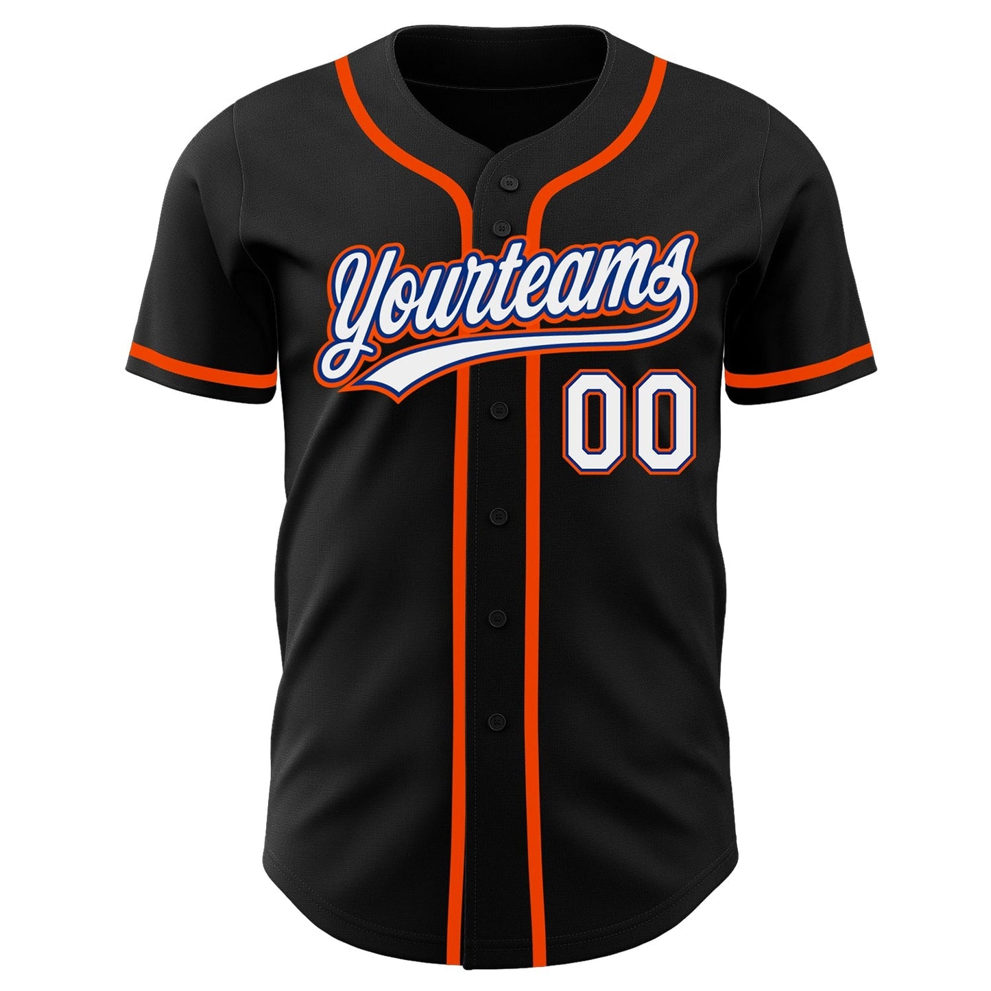 Custom Black White Royal-Orange Authentic Baseball Jersey baseball jersey product view 2
