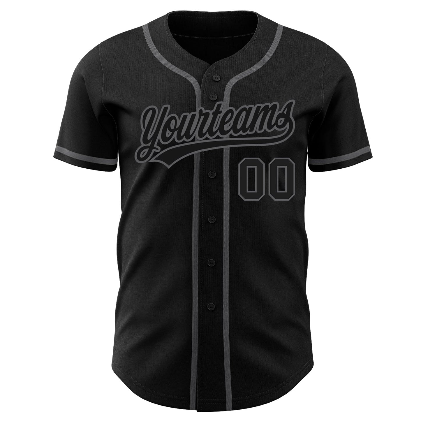 Custom Black Black-Steel Gray Authentic Baseball Jersey baseball jersey product view 3