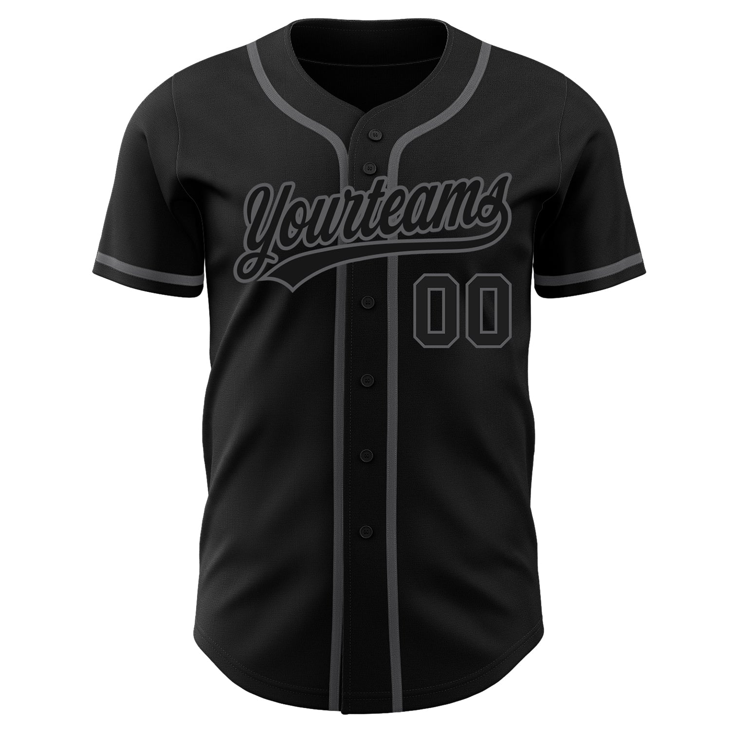 Custom Black Black-Steel Gray Authentic Baseball Jersey baseball jersey product view 3