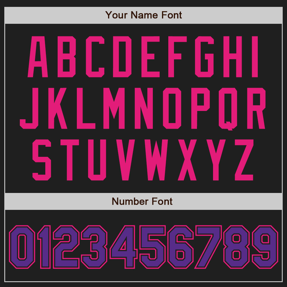 Custom Black Purple-Hot Pink Authentic Baseball Jersey baseball jersey product view 5