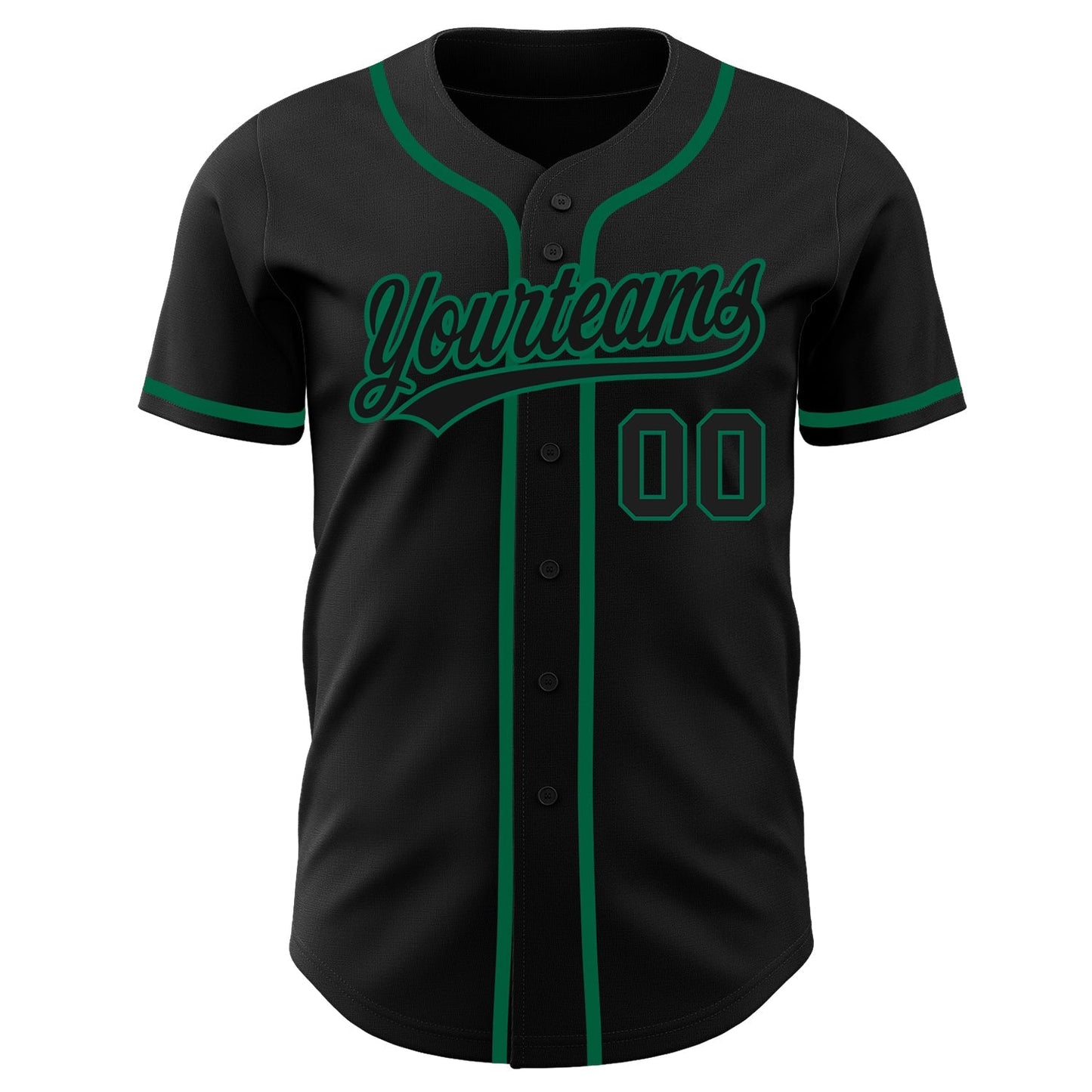 Custom Black Black-Kelly Green Authentic Baseball Jersey baseball jersey product view 2