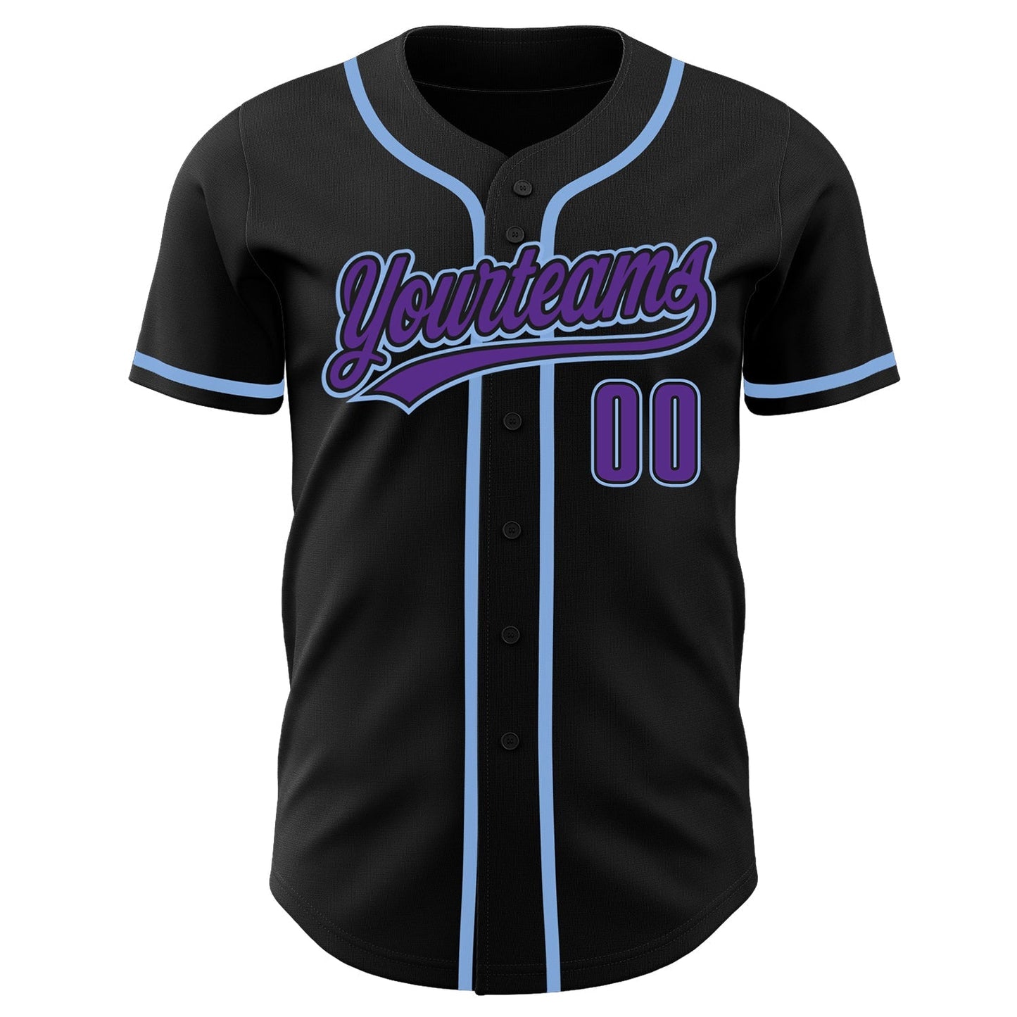 Custom Black Purpe-Light Blue Authentic Baseball Jersey baseball jersey product view 2