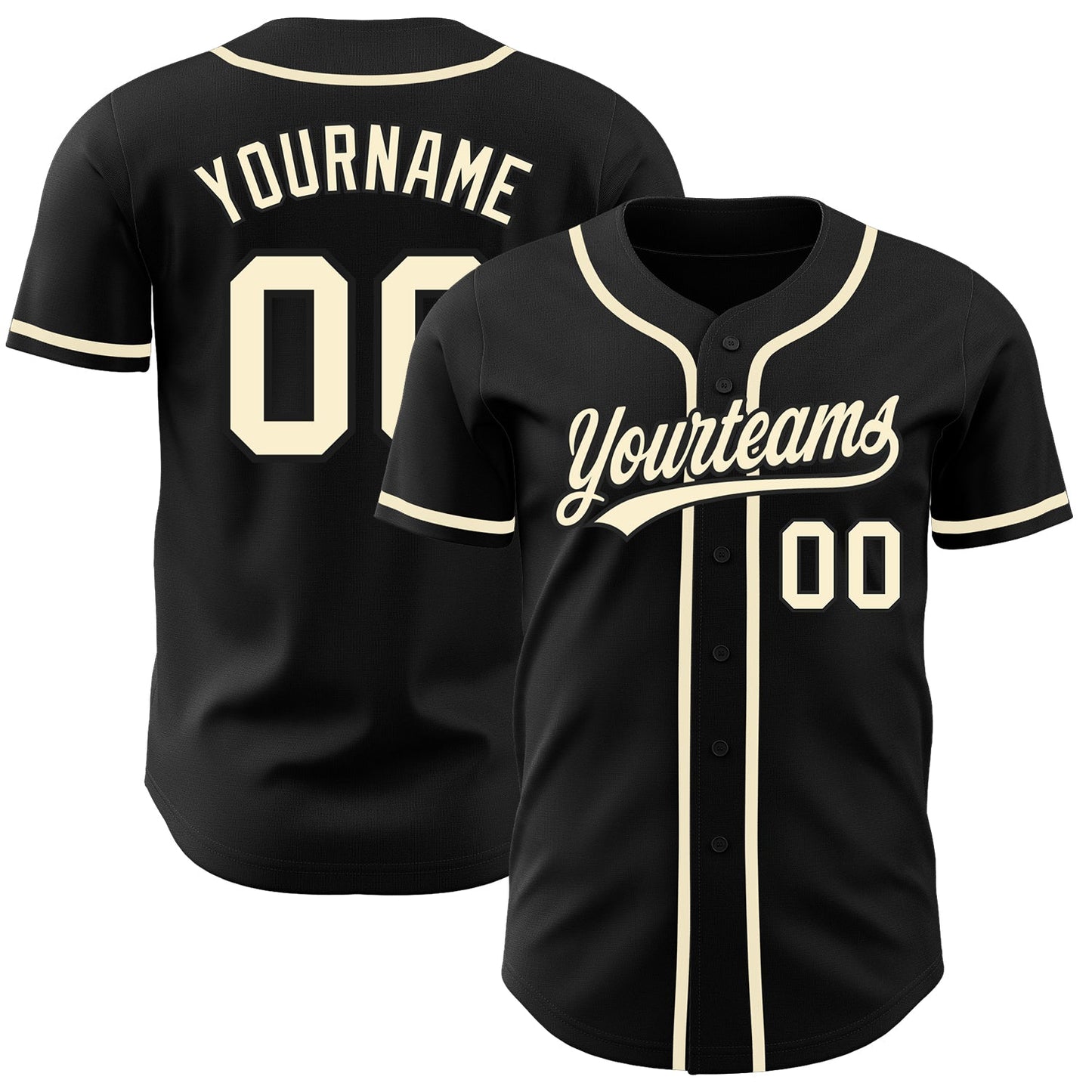 Custom Black Cream Authentic Baseball Jersey baseball jersey product view 1