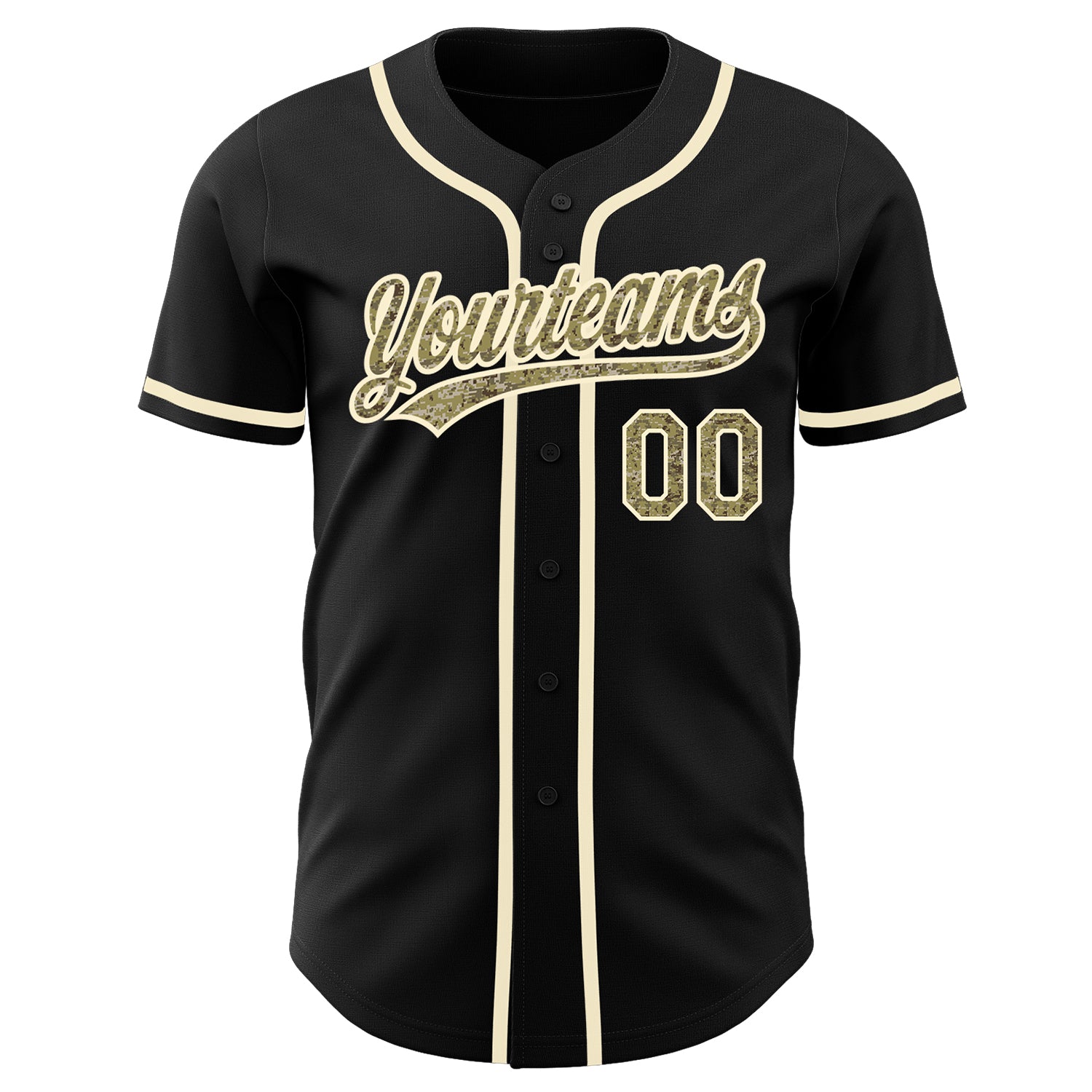 Custom Black Camo-Cream Authentic Baseball Jersey baseball jersey product view 2