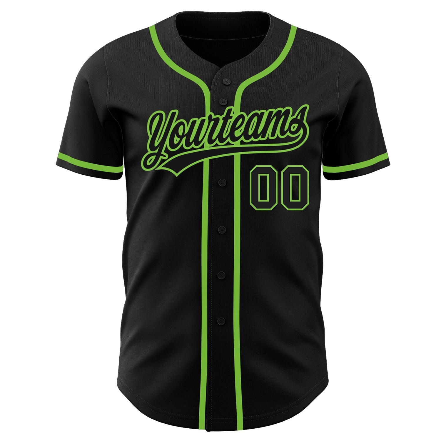 Custom Black Black-Neon Green Authentic Baseball Jersey baseball jersey product view 2