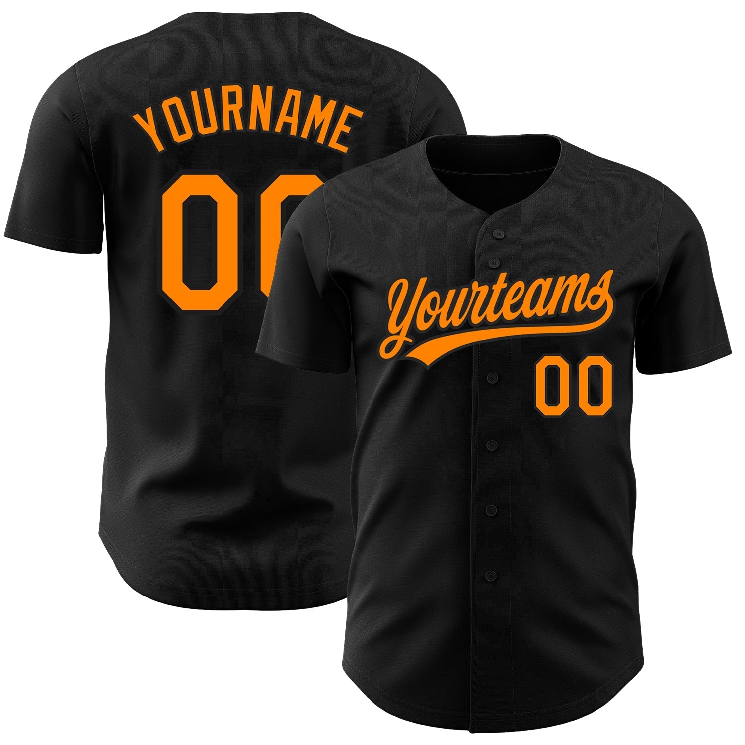 Custom Black Bay Orange Authentic Baseball Jersey baseball jersey product view 1