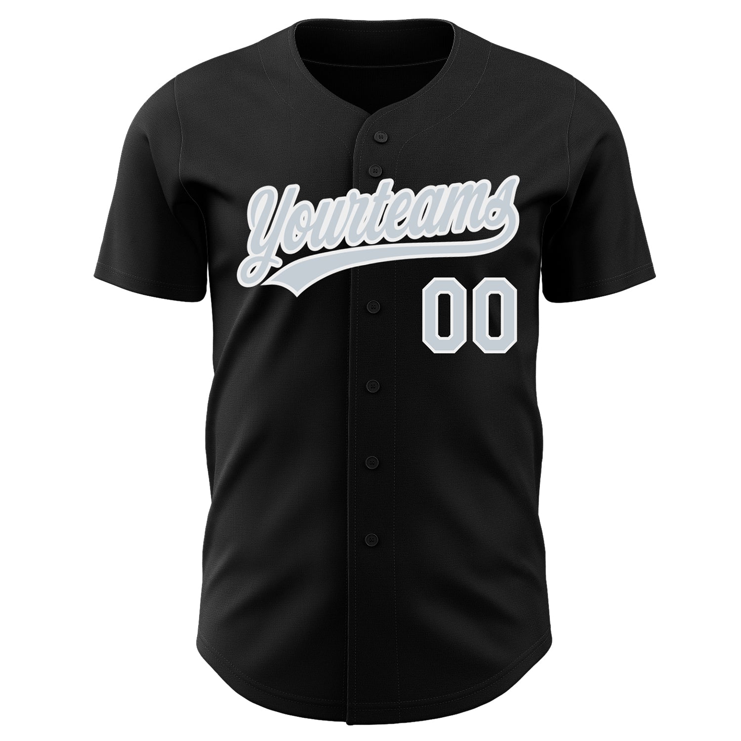 Custom Black Silver-White Authentic Baseball Jersey baseball jersey product view 2