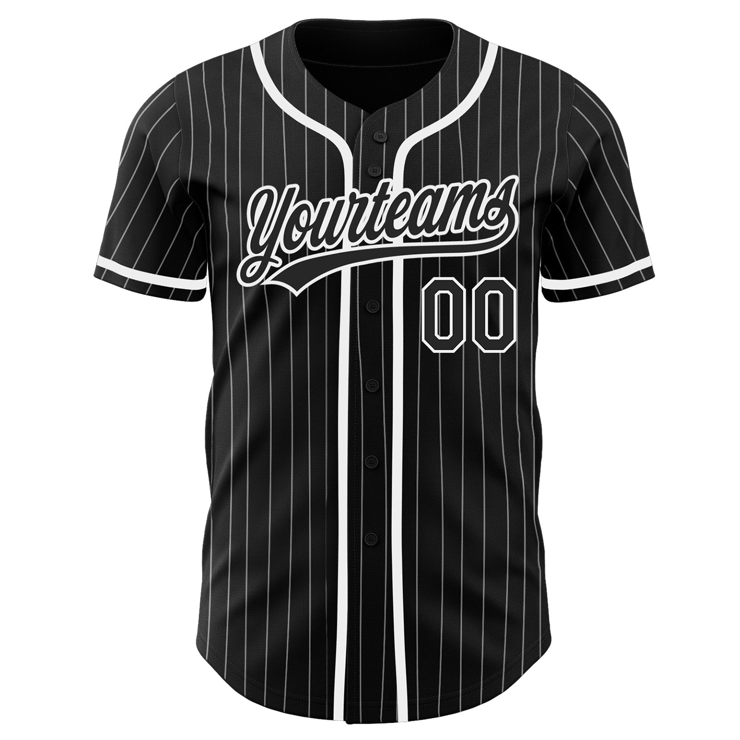 Custom Black White Pinstripe Black Authentic Baseball Jersey baseball jersey product view 2