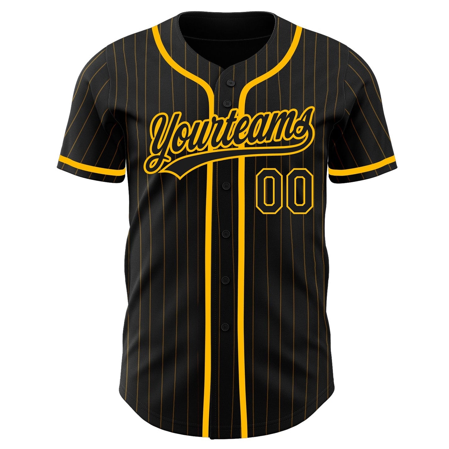 Custom Black Gold Pinstripe Black Authentic Baseball Jersey baseball jersey product view 2