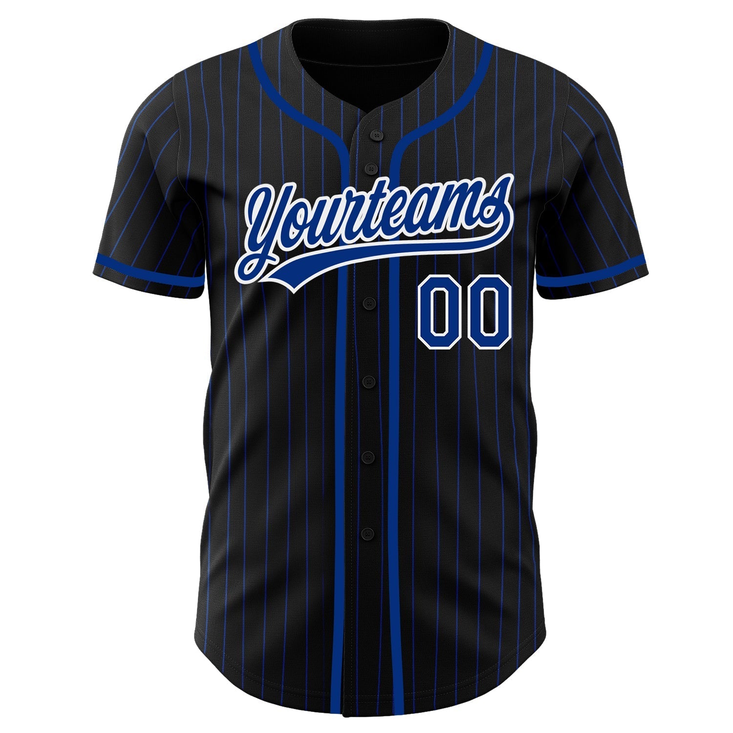 Custom Black Royal Pinstripe Royal-White Authentic Baseball Jersey baseball jersey product view 2