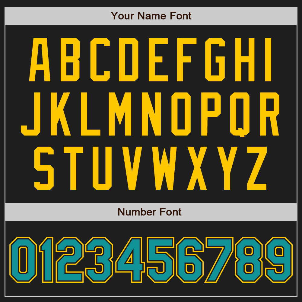 Custom Black Yellow Pinstripe Teal Authentic Baseball Jersey baseball jersey product view 5