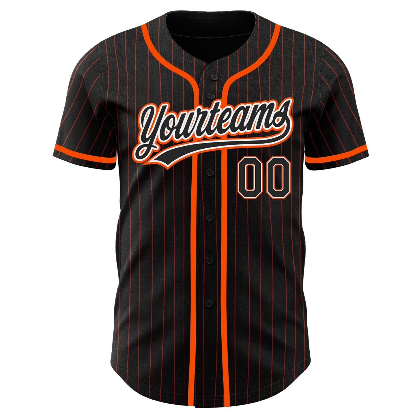 Custom Black Orange Pinstripe Black-White Authentic Baseball Jersey baseball jersey product view 3