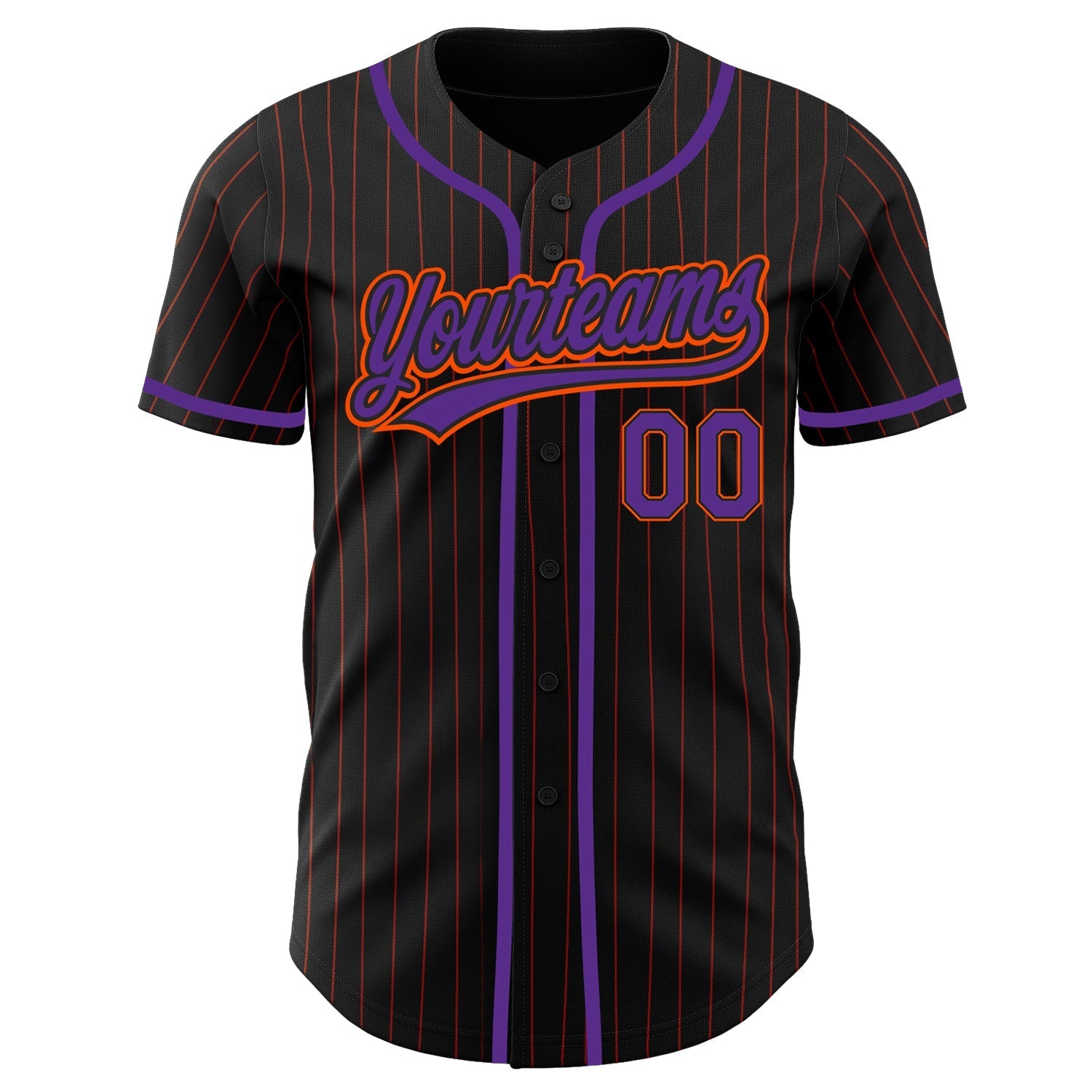 Custom Black Orange Pinstripe Purple Authentic Baseball Jersey baseball jersey product view 2