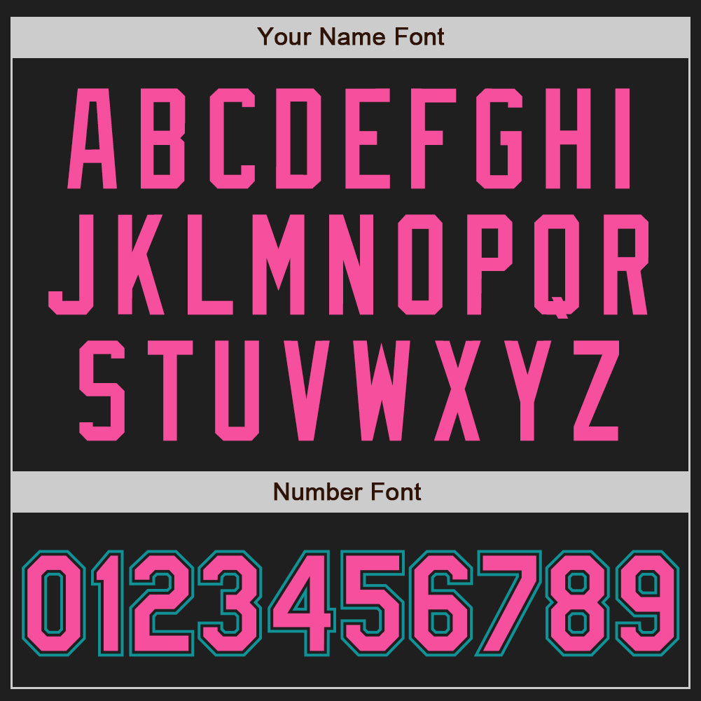 Custom Black Pink Pinstripe Pink-Teal Authentic Baseball Jersey baseball jersey product view 5