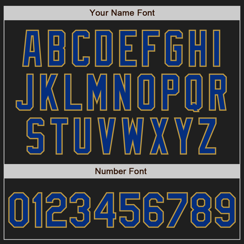 Custom Black Old Gold Pinstripe Royal Authentic Baseball Jersey baseball jersey product view 5