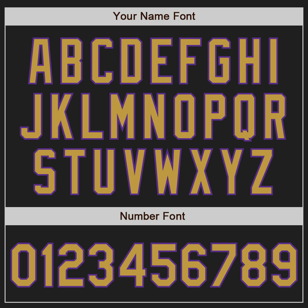 Custom Black Old Gold Pinstripe Old Gold-Purple Authentic Baseball Jersey baseball jersey product view 5