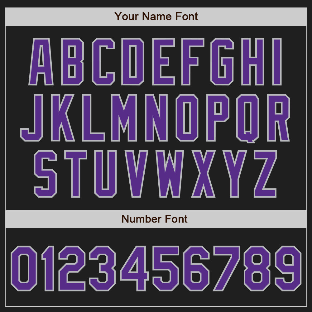 Custom Black Gray Pinstripe Purple Authentic Baseball Jersey baseball jersey product view 5