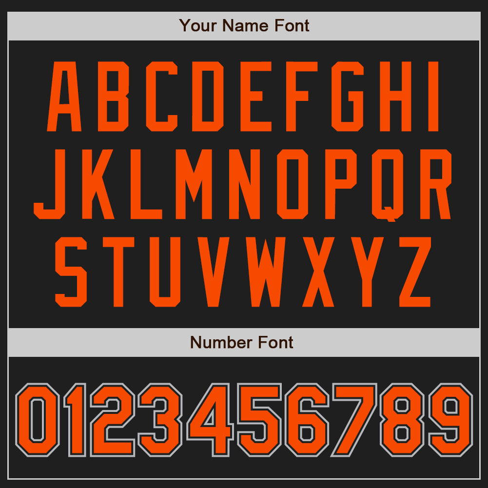 Custom Black Gray Pinstripe Orange Authentic Baseball Jersey baseball jersey product view 5