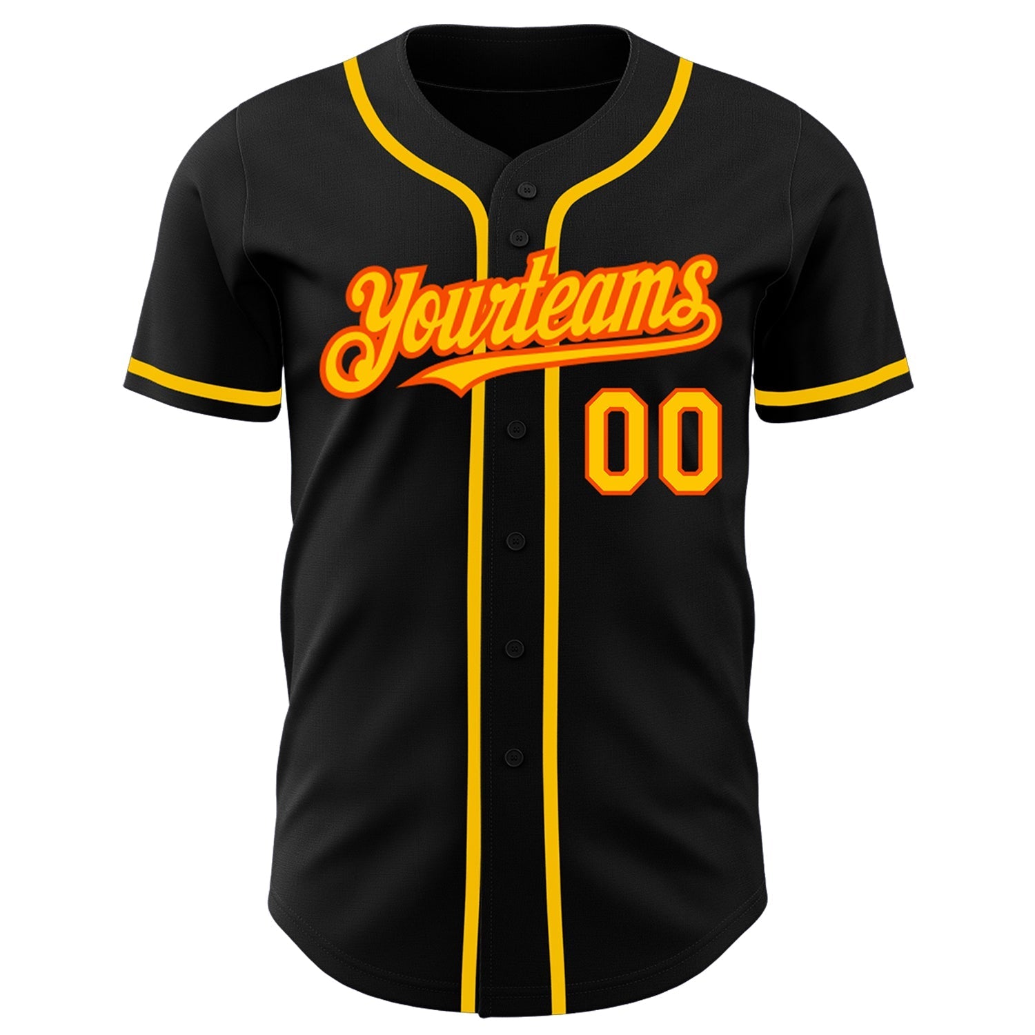 Custom Black Yellow-Orange Authentic Baseball Jersey baseball jersey product view 2