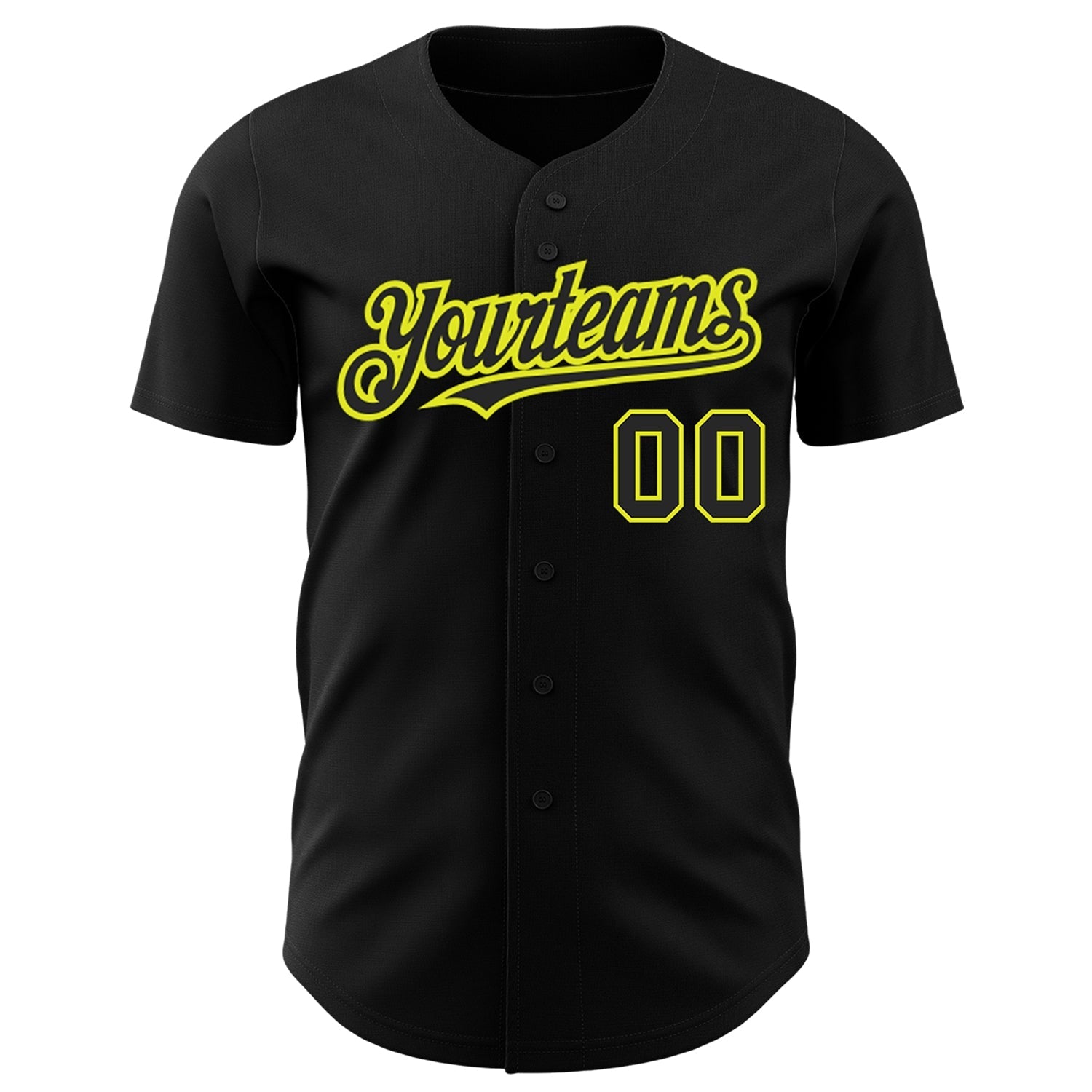 Custom Black Neon Yellow Authentic Baseball Jersey baseball jersey product view 2
